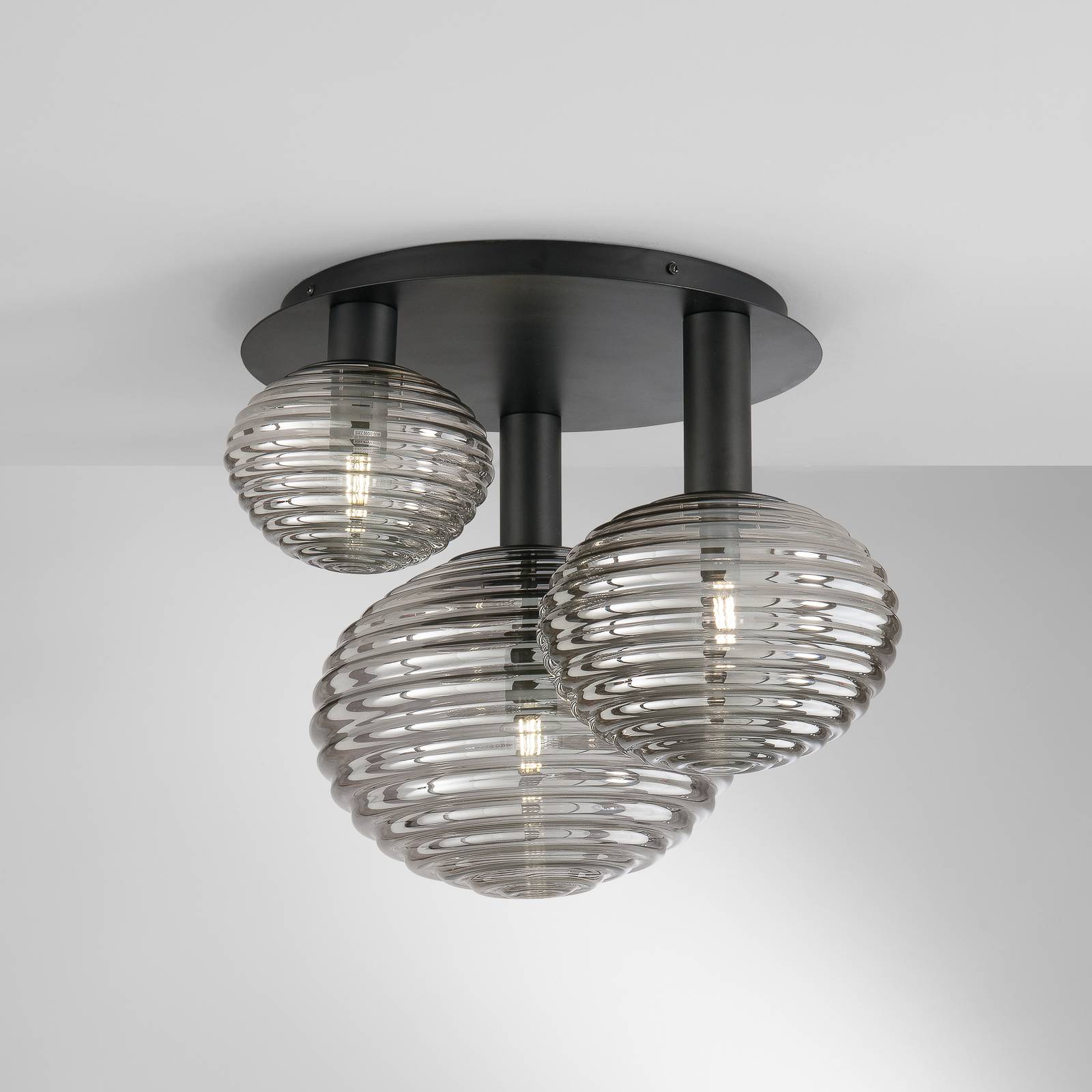 Deckenleuchte Ripple, schwarz/rauchgrau, 3-flammig Deckenleuchte Ripple, schwarz/rauchgrau, 3-flammig von Eco-Light