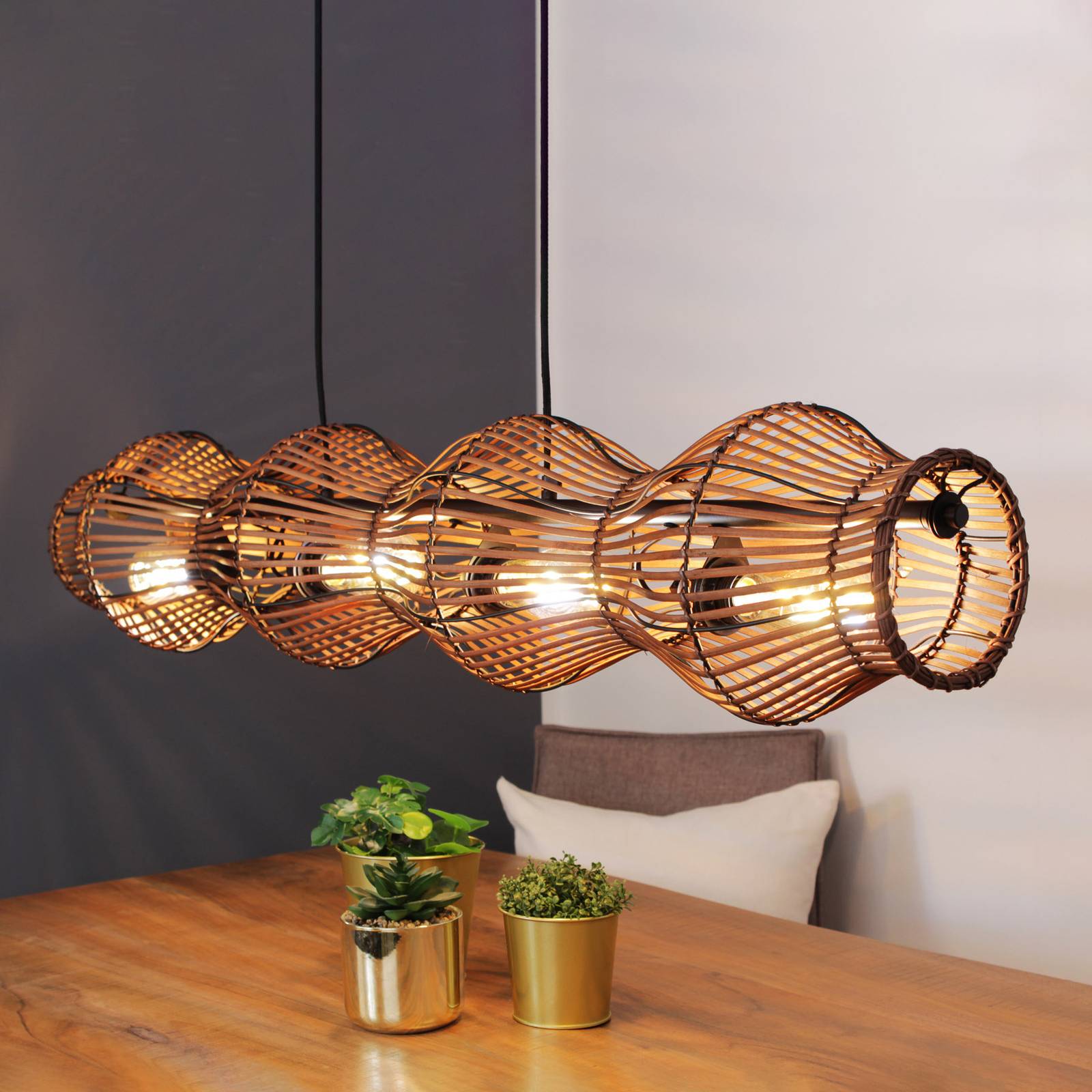 Hängeleuchte Bamboo, braun, 4-flammig von Eco-Light