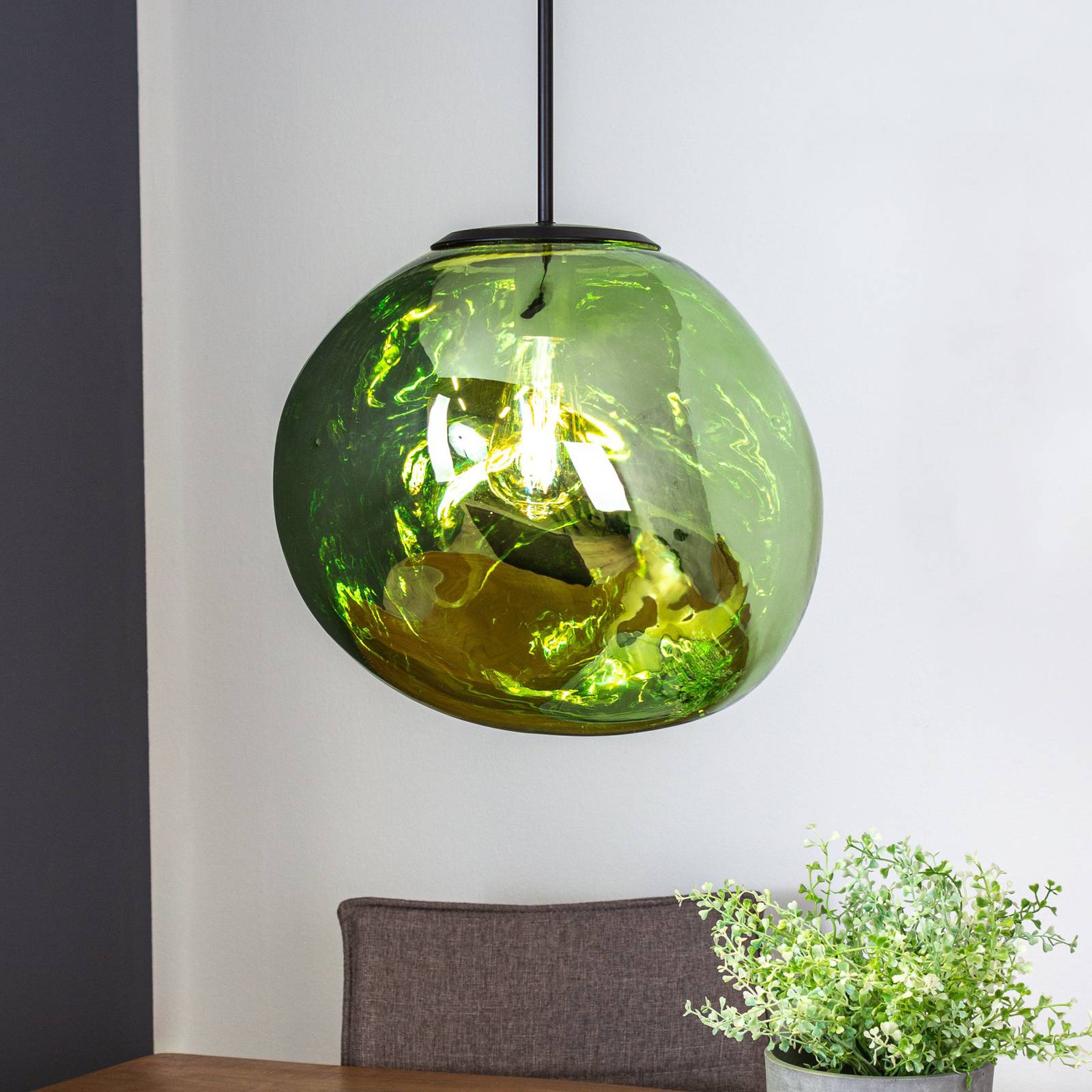 Hängeleuchte Canopus, grün, Ø 36 cm, Glas, E27 Hängeleuchte Canopus, grün, Ø 36 cm, Glas, E27 von Eco-Light