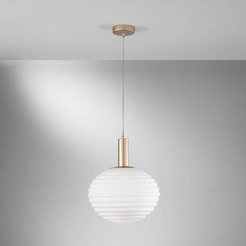 Hängeleuchte Ripple, goldfarben/opal, Ø 32 cm von Eco-Light