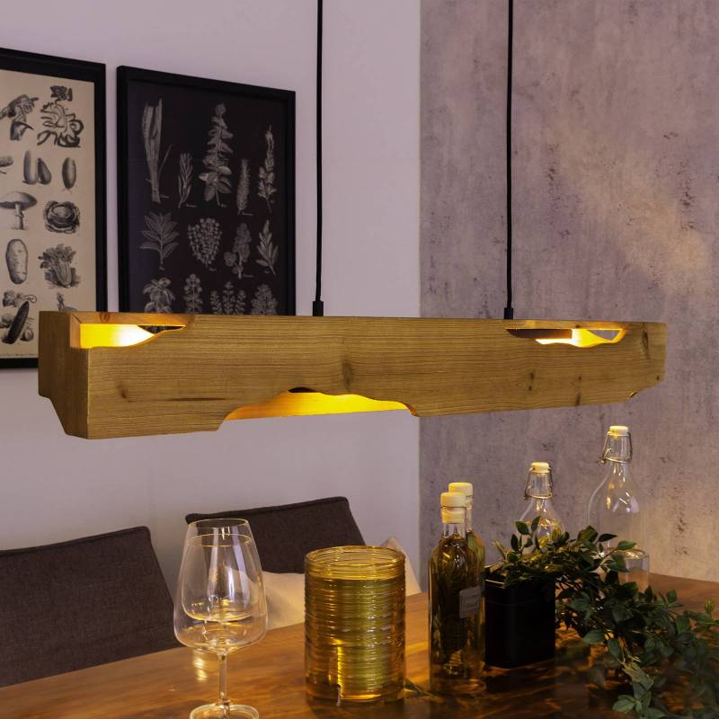 Hängeleuchte Venus, braun, Länge 100 cm, 4-flammig, Holz von Eco-Light