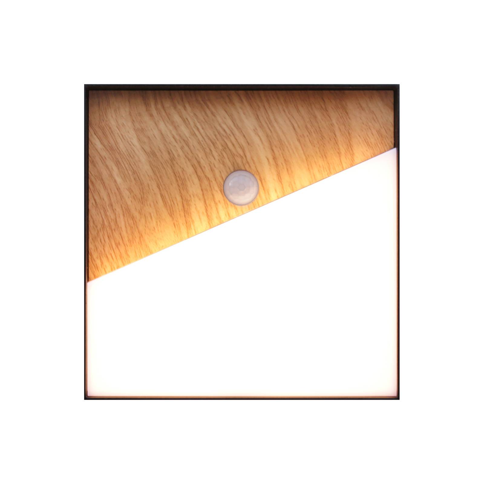 LED-Akku-Wandleuchte Meg, holzfarben, 15 x 15 cm, Sensor von Eco-Light