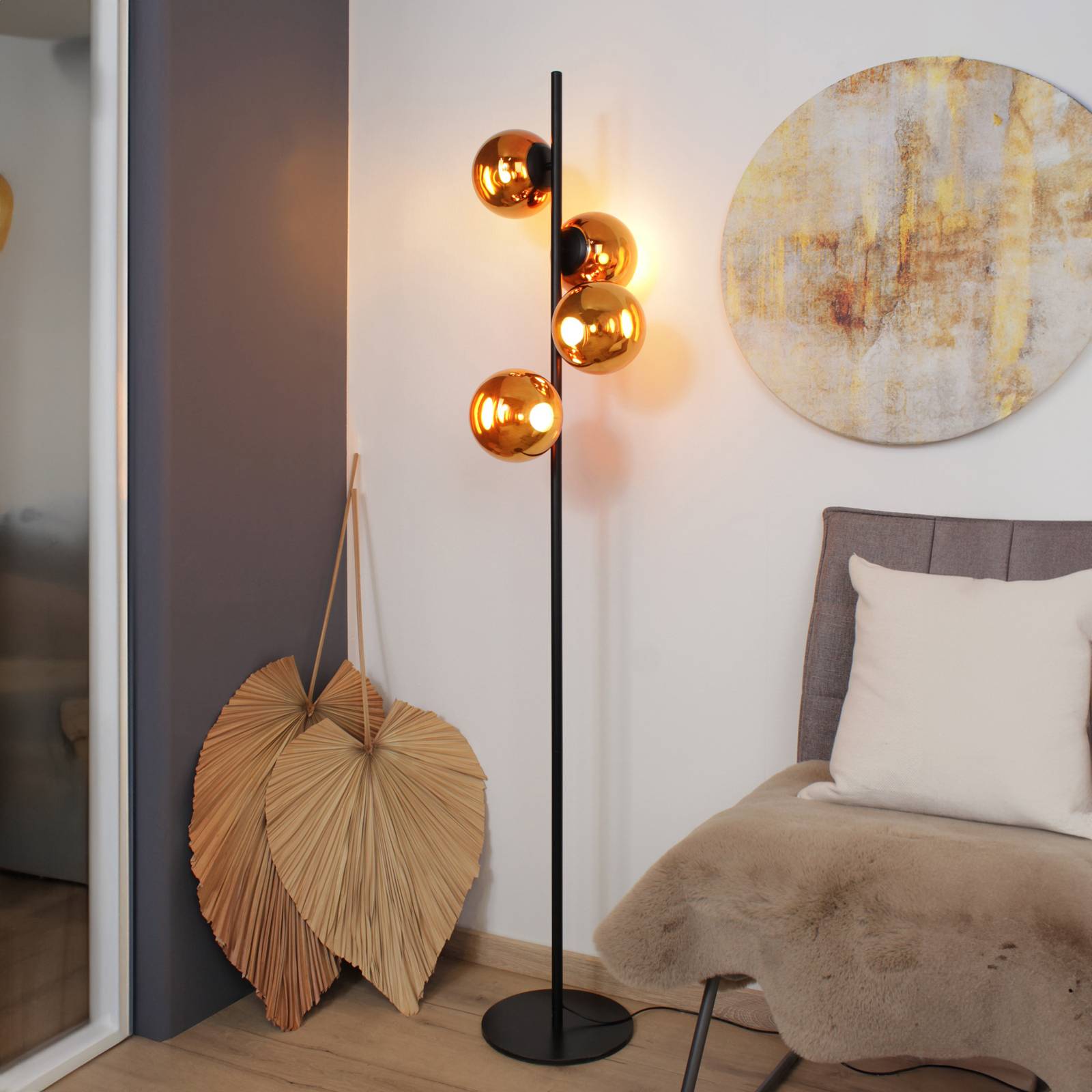 LED-Stehlampe Altaïr amberfarben Höhe 160 cm 4-flammig Glas LED-Stehlampe Altaïr amberfarben Höhe 160 cm 4-flammig Glas von Eco-Light