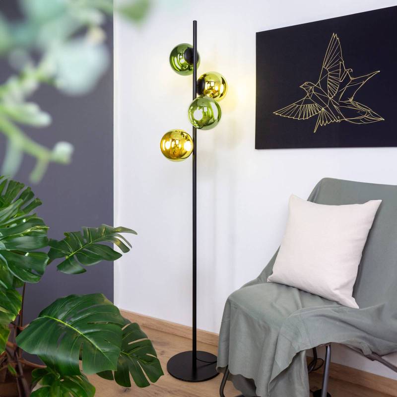 LED-Stehlampe Altaïr goldfarben/grün Höhe 160 cm 4-flg. Glas von Eco-Light