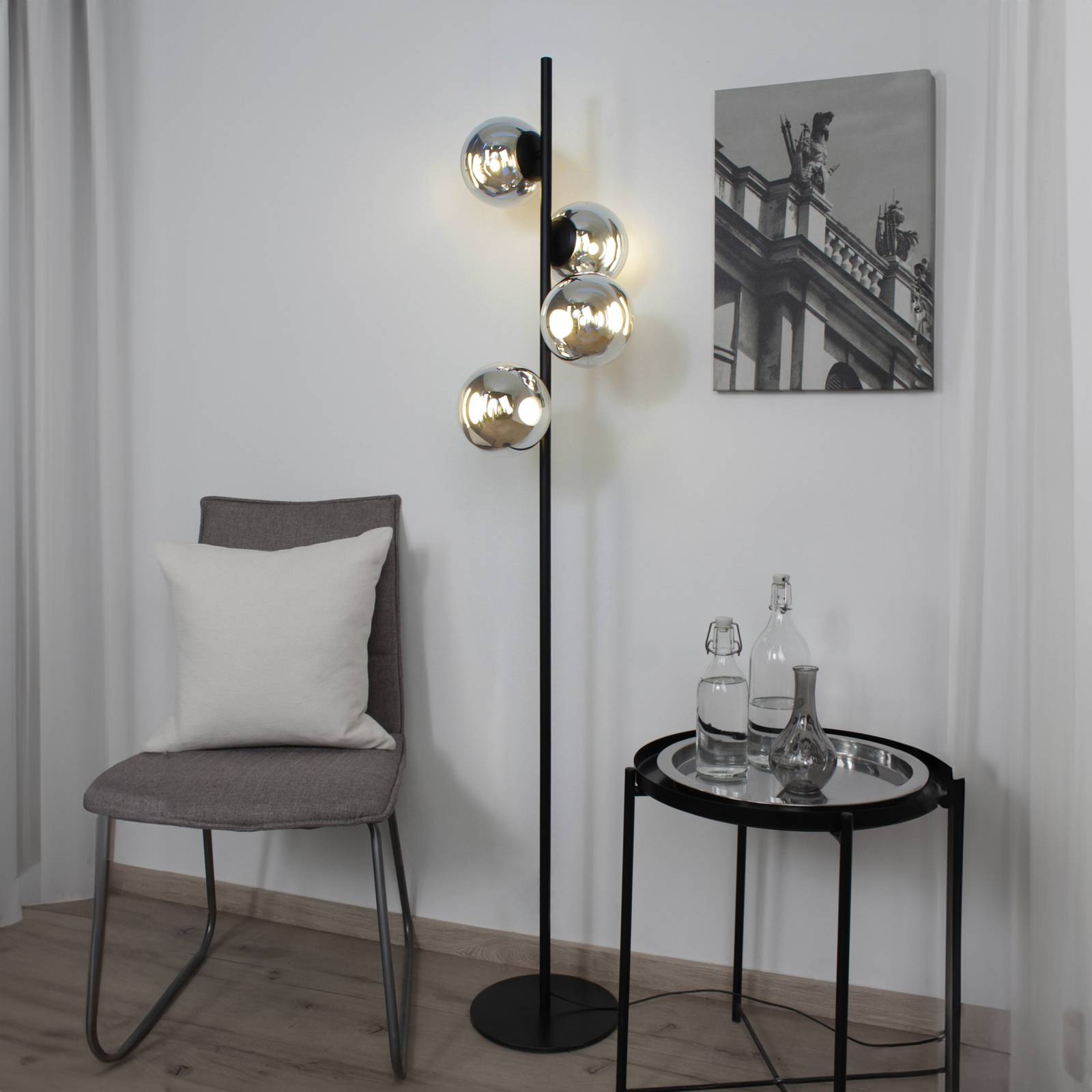 LED-Stehlampe Altaïr silberfarben Höhe 160 cm 4-flammig Glas LED-Stehlampe Altaïr silberfarben Höhe 160 cm 4-flammig Glas von Eco-Light