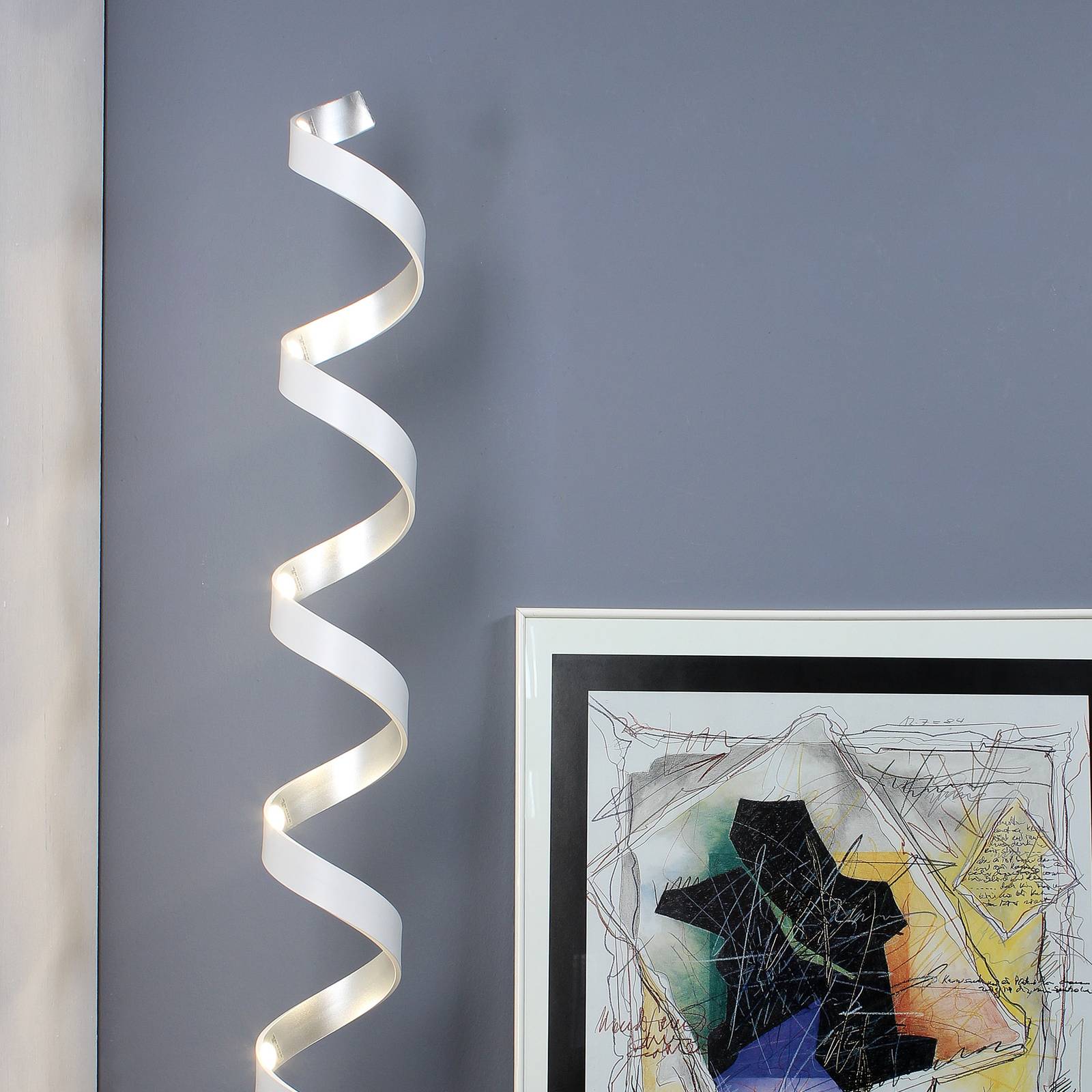 LED-Stehleuchte Helix, Höhe 152 cm, weiß-silber LED-Stehleuchte Helix, Höhe 152 cm, weiß-silber von Eco-Light