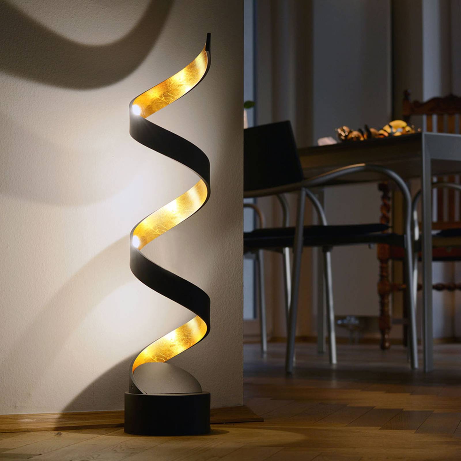 LED-Tischleuchte Helix, Höhe 66 cm, schwarz-gold von Eco-Light