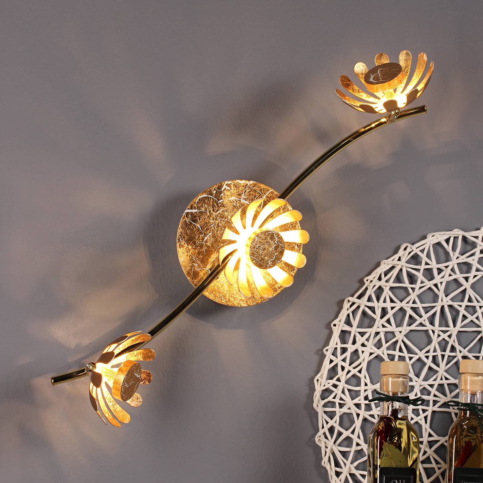 LED-Wandleuchte Bloom dreiflammig gold von Eco-Light