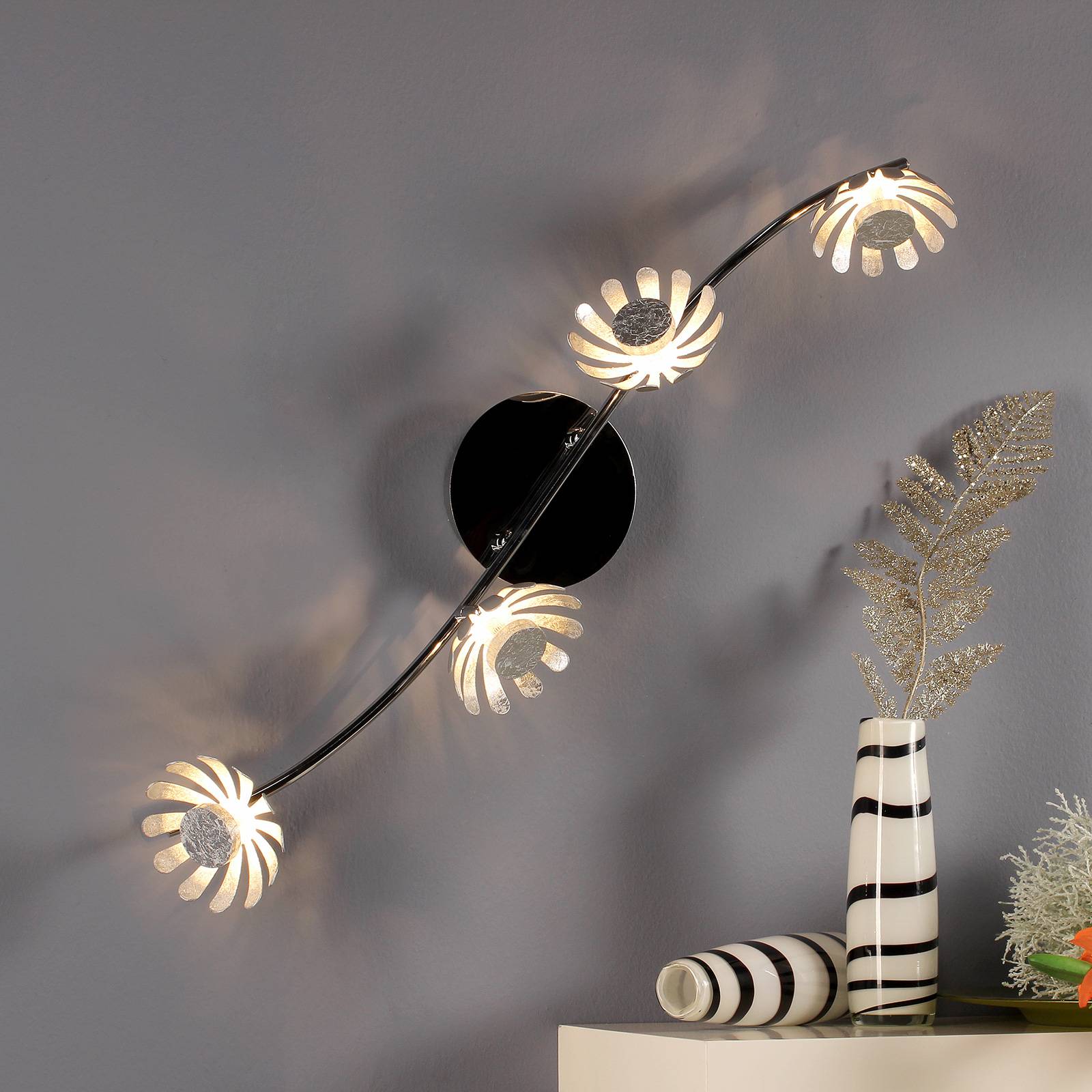 LED-Wandleuchte Bloom vierflammig silber von Eco-Light