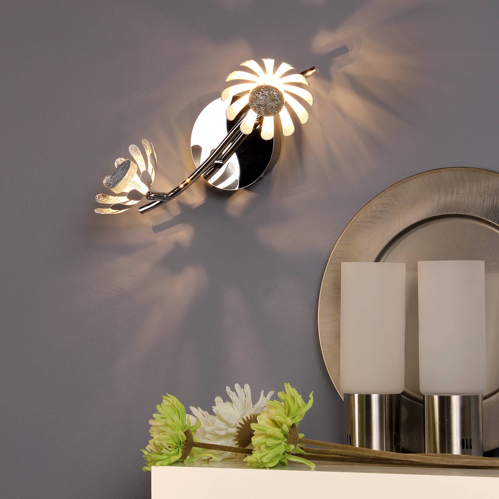 LED-Wandleuchte Bloom zweiflammig silber LED-Wandleuchte Bloom zweiflammig silber von Eco-Light