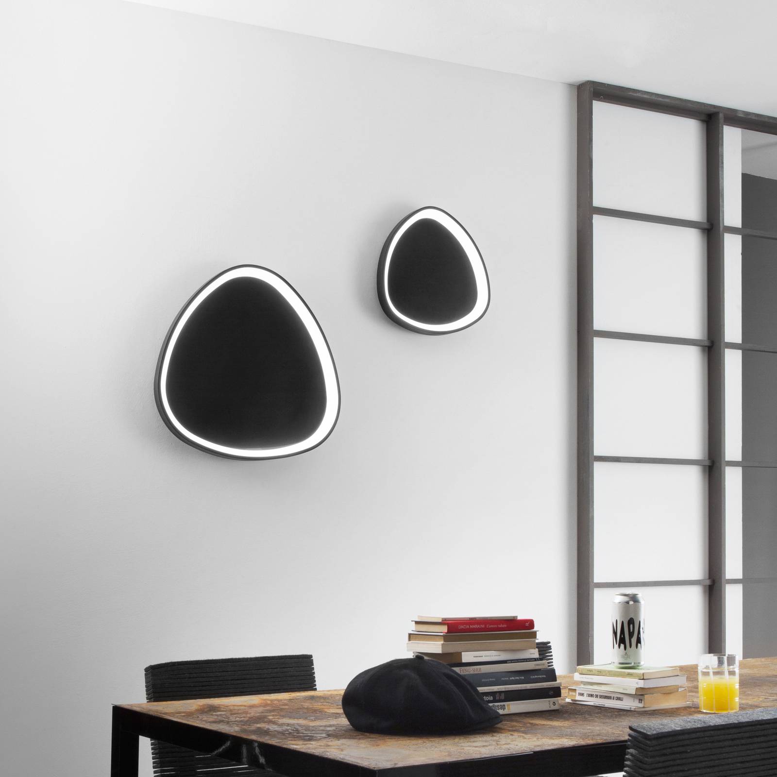 LED-Wandleuchte Klapton, schwarz, Ø 45 cm, Aluminium, CCT von Eco-Light
