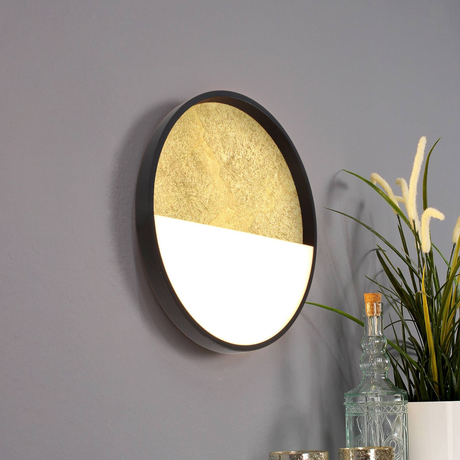 LED-Wandleuchte Vista, gold/schwarz, Ø 30 cm LED-Wandleuchte Vista, gold/schwarz, Ø 30 cm von Eco-Light