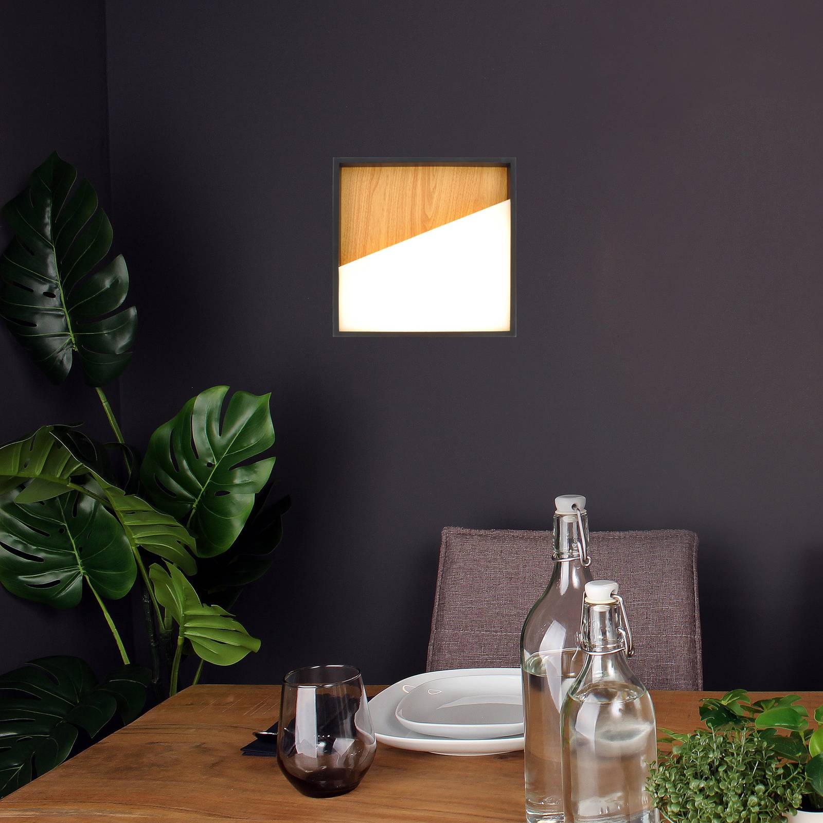 LED-Wandleuchte Vista, holz hell/schwarz, 30 x 30 cm LED-Wandleuchte Vista, holz hell/schwarz, 30 x 30 cm von Eco-Light
