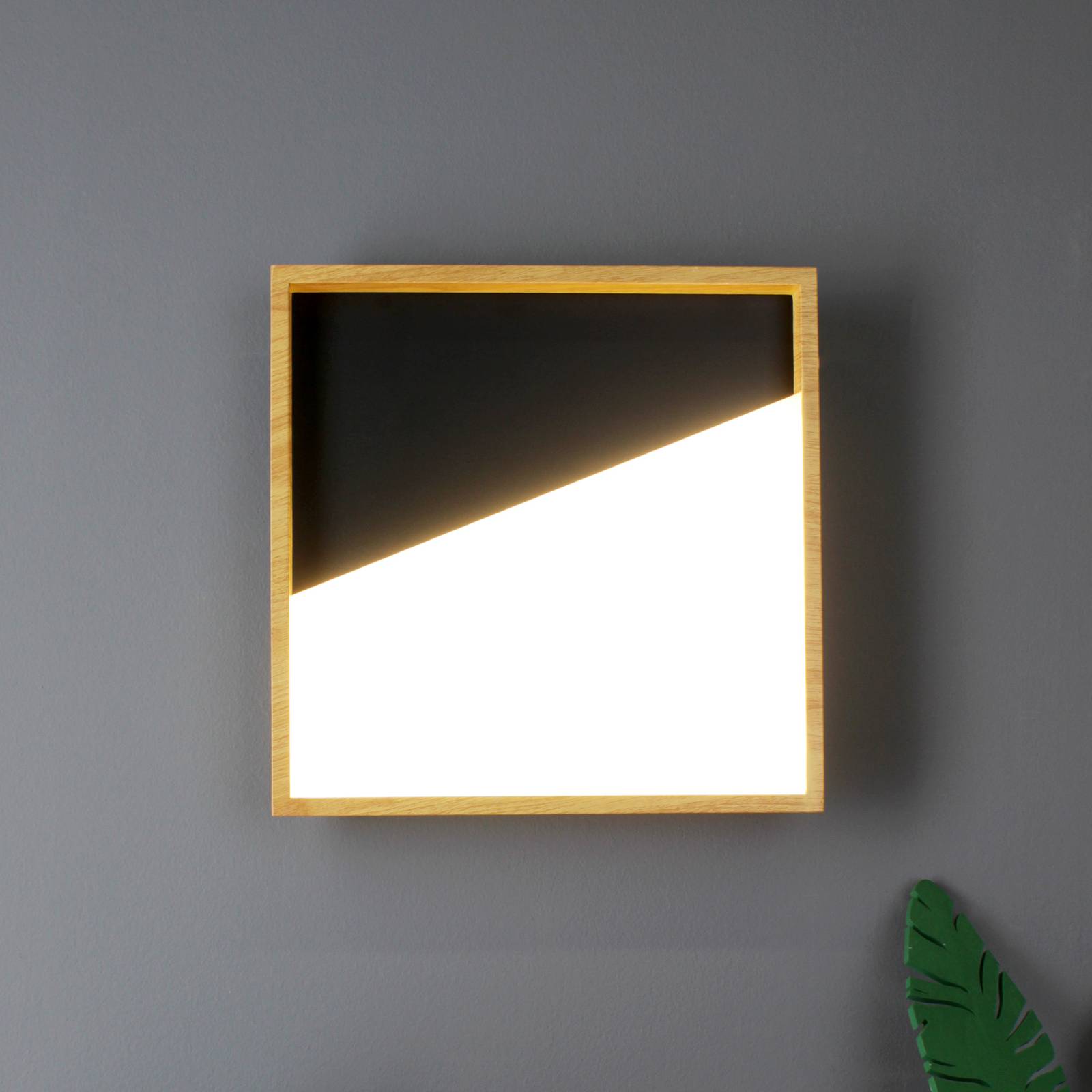 LED-Wandleuchte Vista, schwarz/holz hell, 30 x 30 cm LED-Wandleuchte Vista, schwarz/holz hell, 30 x 30 cm von Eco-Light