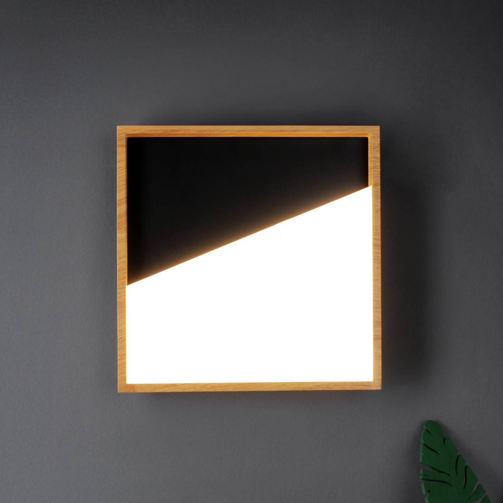 LED-Wandleuchte Vista, schwarz/holz hell, 40 x 40 cm LED-Wandleuchte Vista, schwarz/holz hell, 40 x 40 cm von Eco-Light