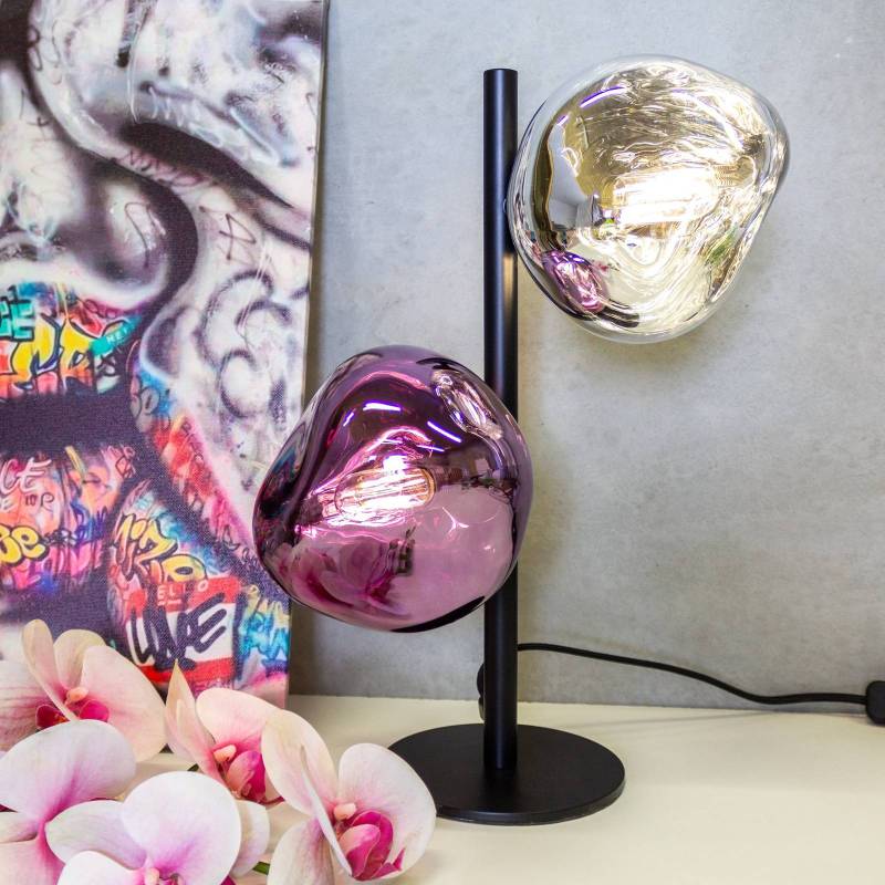 Tischlampe Canopus violett/silber Höhe 40 cm 2-flg Glas E14 von Eco-Light