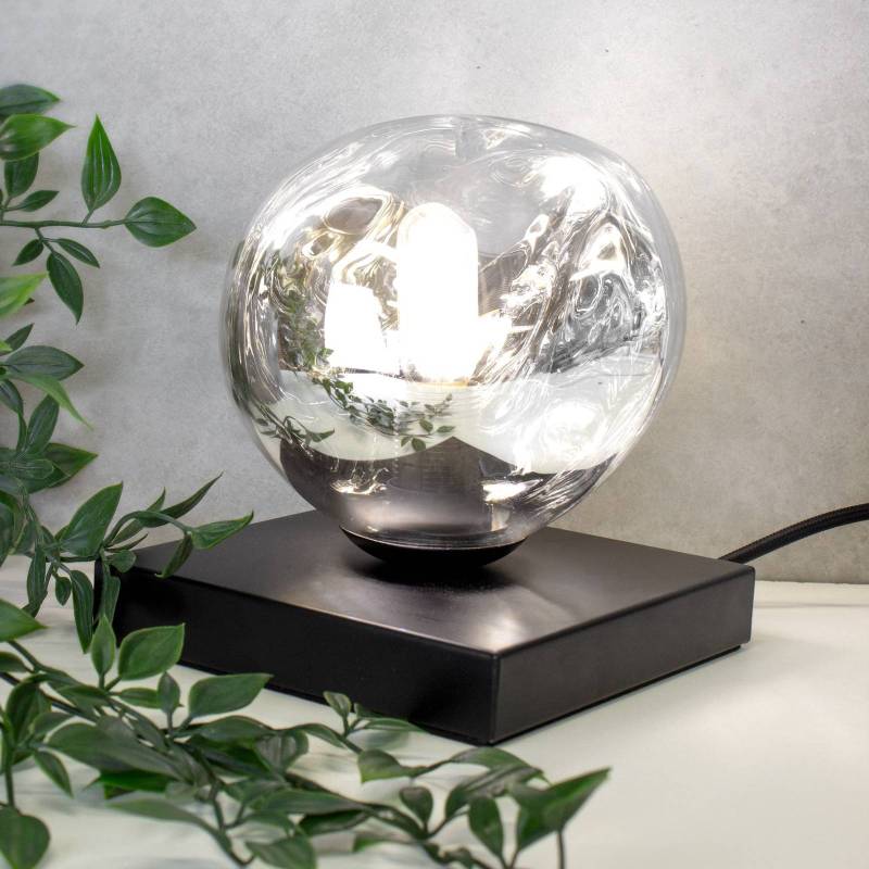 Tischleuchte Canopus, silberfarben, Ø 15 cm, Glas, 1 x E14 von Eco-Light