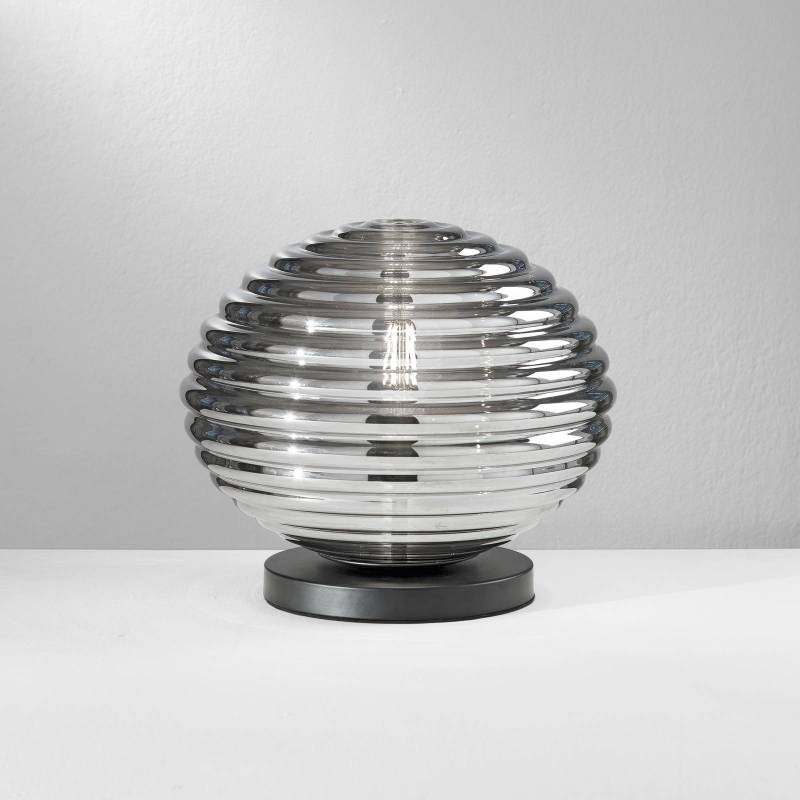 Tischleuchte Ripple, schwarz/rauchgrau, Ø 32 cm von Eco-Light