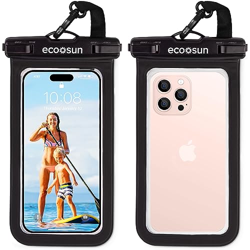 Eco Sun wasserdichte Handyhülle (2er-Pack) - Designed in Hawaii - Hülle passend für iPhone 14 Pro Max, Samsung Galaxy S23 Schwarz/Schwarz von Eco Sun