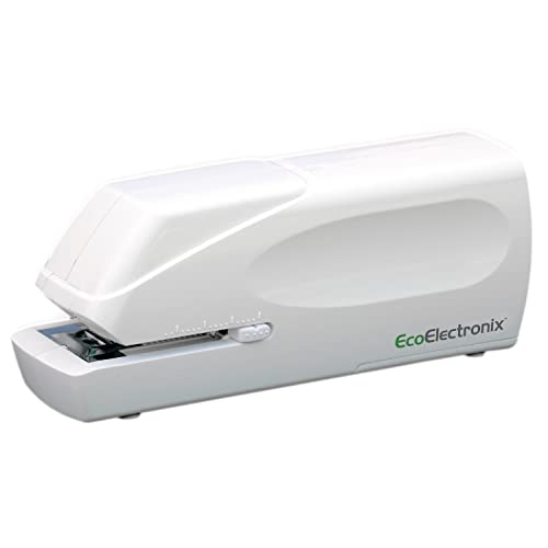 EcoElectronix Elektrischer Heftgerät, tragbar, automatisch, 30 Blatt Kapazität, leise, AC oder batteriebetrieben für den professionellen Gebrauch zu Hause oder im Büro, Weiß von EcoElectronix