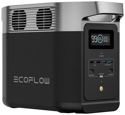 ECOFLOW Delta 2 Powerstation LiFePO 4 Schwarz mit Laderegler von EcoFlow