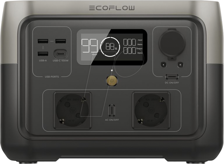 ECOFLOW RI2 500W - River 2 Max, Powerstation, 500 W, USB von EcoFlow