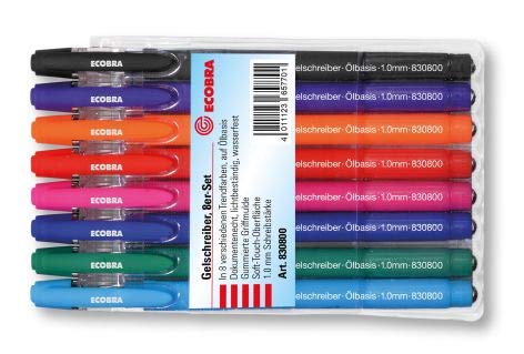 Ecobra Gelschreiber Farbset auf Ölbasis, Strichstärke 1mm, Schaft in Schreibfarbe von Ecobra