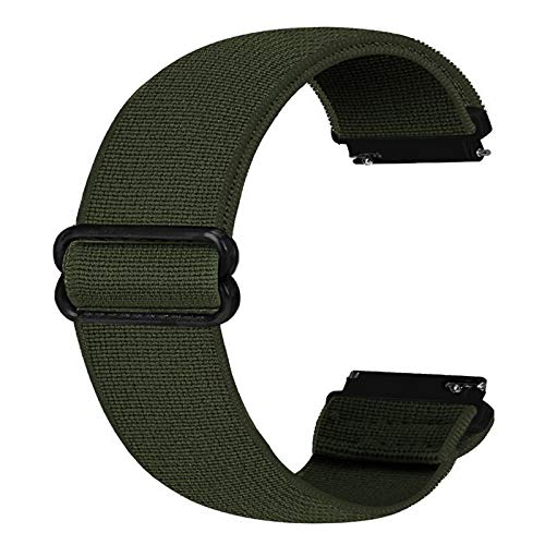 Ecogbd 20mm Elastic Ersatzarmband Kompatibel mit Galaxy Watch 3 41mm/Galaxy Watch Active/Active 2 40mm 44mm/Gear S2/Garmin Vivoactive 3, Weiches Stoff Nylon armband für Frauen Männer(Armeegrün) von Ecogbd