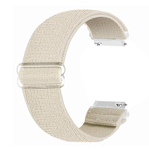Ecogbd 20mm Elastic Ersatzarmband Kompatibel mit Galaxy Watch 3 41mm/Galaxy Watch Active/Active 2 40mm 44mm/Gear S2/Garmin Vivoactive 3, Weiches Stoff Nylon armband für Frauen Männer(Beige) von Ecogbd