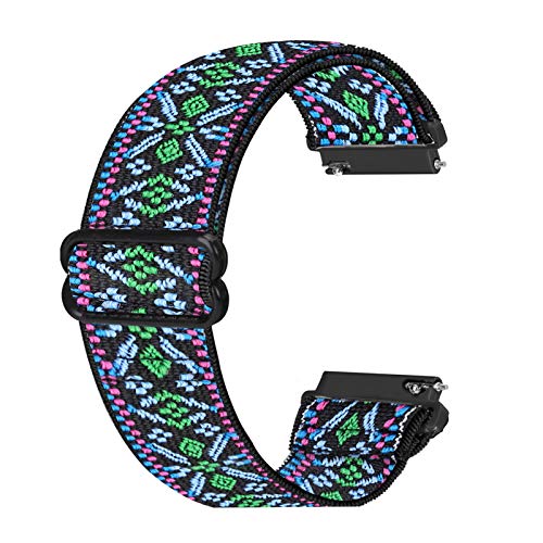 Ecogbd 20mm Elastic Ersatzarmband Kompatibel mit Galaxy Watch 3 41mm/Galaxy Watch Active/Active 2 40mm 44mm/Gear S2/Garmin Vivoactive 3, Weiches Stoff Nylon armband für Frauen Männer(Böhmen g) von Ecogbd