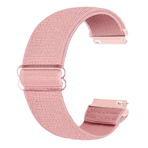 Ecogbd 20mm Elastic Ersatzarmband Kompatibel mit Galaxy Watch 3 41mm/Galaxy Watch Active/Active 2 40mm 44mm/Gear S2/Garmin Vivoactive 3, Weiches Stoff Nylon armband für Frauen Männer(Hell-Pink) von Ecogbd