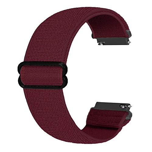 Ecogbd 20mm Elastic Ersatzarmband Kompatibel mit Galaxy Watch 3 41mm/Galaxy Watch Active/Active 2 40mm 44mm/Gear S2/Garmin Vivoactive 3, Weiches Stoff Nylon armband für Frauen Männer(Weinrot) von Ecogbd