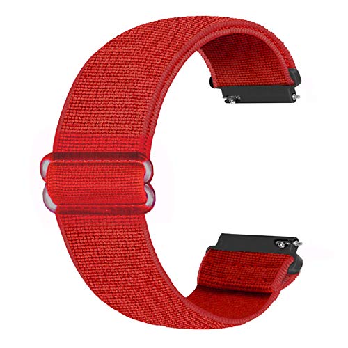 Ecogbd 20mm Elastic Ersatzarmband Kompatibel mit Galaxy Watch 3 41mm/Galaxy Watch Active/Active 2 40mm 44mm/Gear S2/Garmin Vivoactive 3, Weiches Stoff Nylon armband für Frauen Männer(rot) von Ecogbd