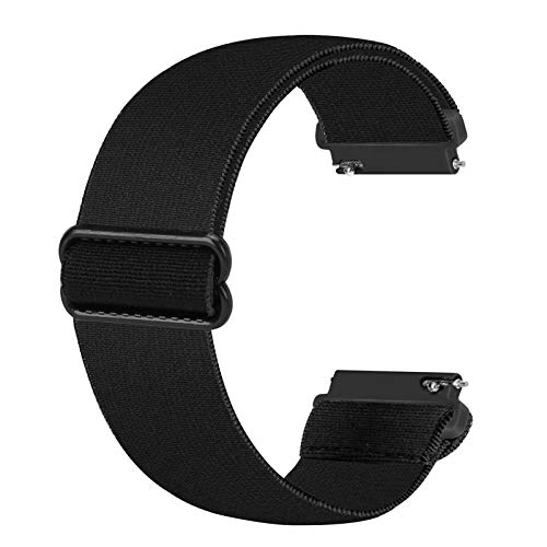 Ecogbd 20mm Elastic Ersatzarmband Kompatibel mit Galaxy Watch 3 41mm/Galaxy Watch Active/Active 2 40mm 44mm/Gear S2/Garmin Vivoactive 3, Weiches Stoff Nylon armband für Frauen Männerschwarz von Ecogbd