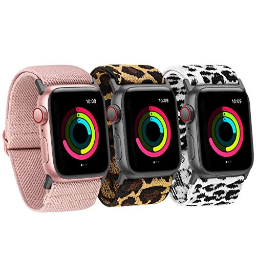 Ecogbd breites elastisches Ersatzarmband kompatibel mit Apple Watch Armband 38mm 40mm 41mm 42mm 44mm 45mm 49mm, breite Nylonbänder aus Stoff für iWatch Series 9,8,7,6,5,4,3,2,1,SE 3Pack von Ecogbd