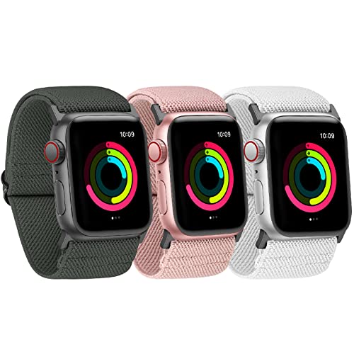 Ecogbd breites elastisches Ersatzarmband kompatibel mit Apple Watch Armband 38mm 40mm 41mm 42mm 44mm 45mm 49mm, breite Nylonbänder aus Stoff für iWatch Series 9,8,7,6,5,4,3,2,1,SE 3Pack von Ecogbd