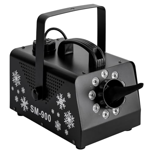 Ecoggeder Weihnachten Schneemaschine 900W hohe Leistung Fake Schneemaschine mit 12 LED-Lichtfarben und Funk-Fernbedienung Schnee Maschine für Partys und DJ-Bühne von Ecoggeder