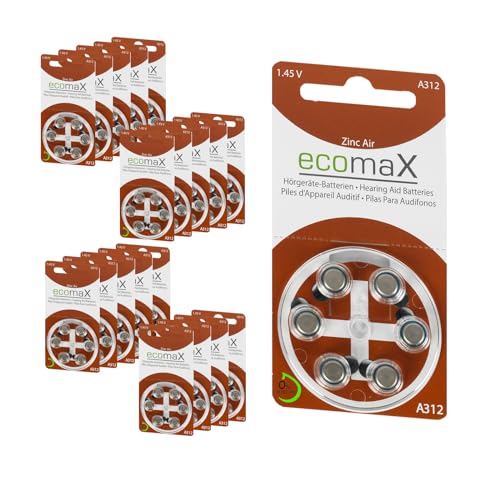 ecomaX HÖRGERÄTE BATTERIE Typ 312 PR41 BRAUN A312 BATTERIEN (120) von Ecomax
