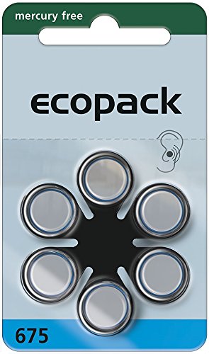 30 Stück (5 Blister) Ecopack Typ 675 Hörgerätebatterie P675 PR44 ZL1 mit 2 Stück LUXTOR® Reinigungstücher für Hörgeräte und Otoplastiken von Ecopack