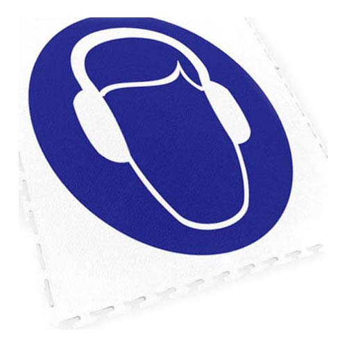 Ecotile 13.239 Bodenmarkierungsfliese mit Logo Gehörschutz, 500mm x 500mm, Blau von Ecotile