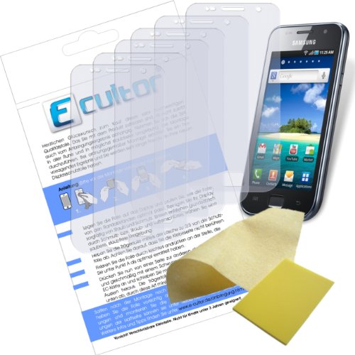 Ecultor I 6X Schutzfolie klar kompatibel mit Samsung Galaxy S i9003 Folie Displayschutzfolie von Ecultor