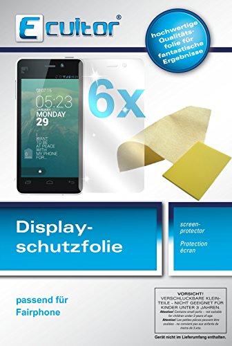 Ecultor I 6X Schutzfolie klar passend für Fairphone Fairphone Folie Displayschutzfolie von Ecultor
