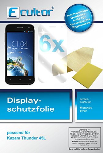Ecultor I 6x Schutzfolie klar passend für Kazam Thunder 4.5 L Folie Displayschutzfolie Ecultor I 6x Schutzfolie klar passend für Kazam Thunder 4.5 L Folie Displayschutzfolie von Ecultor