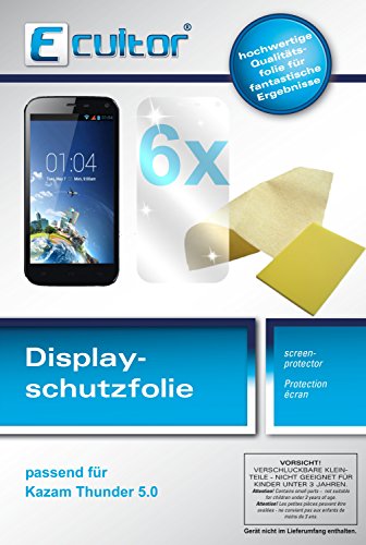 Ecultor I 6x Schutzfolie klar passend für Kazam Thunder 5.0 Folie Displayschutzfolie von Ecultor