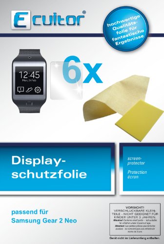 Ecultor I 6x Schutzfolie klar passend für Samsung Gear 2 Neo Folie Displayschutzfolie von Ecultor