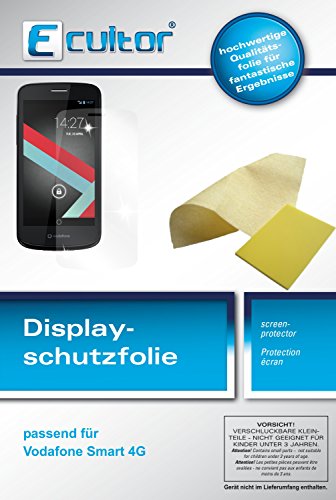 Ecultor I 6x Schutzfolie klar passend für Vodafone Smart 4G Folie Displayschutzfolie von Ecultor