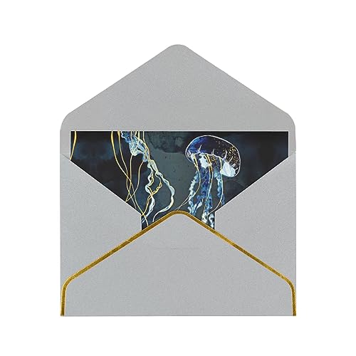 Blanko-Karten mit Umschlägen, Grußkarte, Dankeskarten, Hochzeitskarten, Geburtstagskarten, Blau und Gold, Quallendruck Blanko-Karten mit Umschlägen, Grußkarte, Dankeskarten, Hochzeitskarten, Geburtstagskarten, Blau und Gold, Quallendruck von EdWal