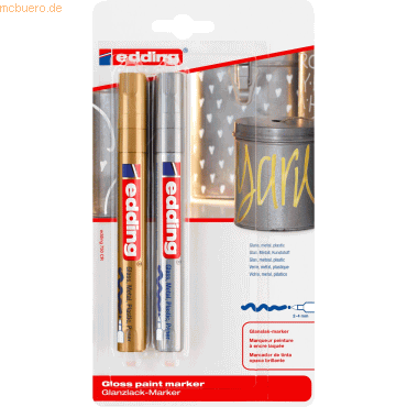10 x Edding Glanzlack-Marker edding 750 2-4mm gold und silber VE=2 Stü 10 x Edding Glanzlack-Marker edding 750 2-4mm gold und silber VE=2 Stü von Edding