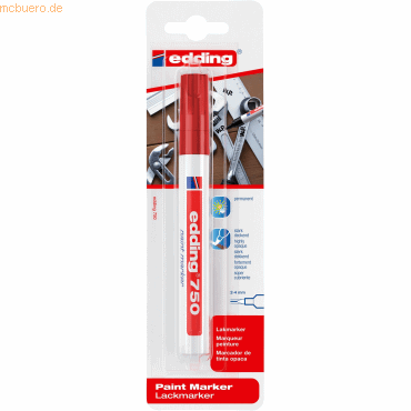 10 x Edding Glanzlack-Marker edding 750 2-4mm rot Blister 10 x Edding Glanzlack-Marker edding 750 2-4mm rot Blister von Edding