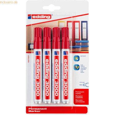Edding Permanentmarker edding 3000 nachfüllbar 1,5-3mm rot Edding Permanentmarker edding 3000 nachfüllbar 1,5-3mm rot von Edding